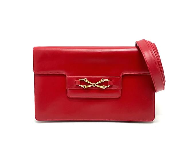 Gucci Vintage Red Leather Shoulder Bag  ref.1463242