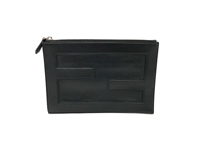 Fendi Black Leather Clutch Bag