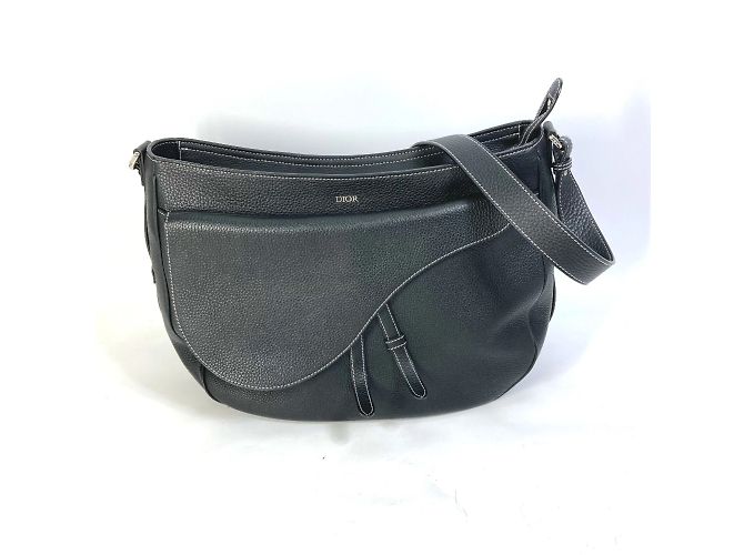 Borsa a spalla in pelle nera Christian Dior Nero