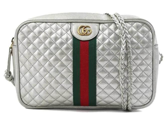 Gucci GG Marmont Leather Shoulder Bag Silvery  ref.1463350