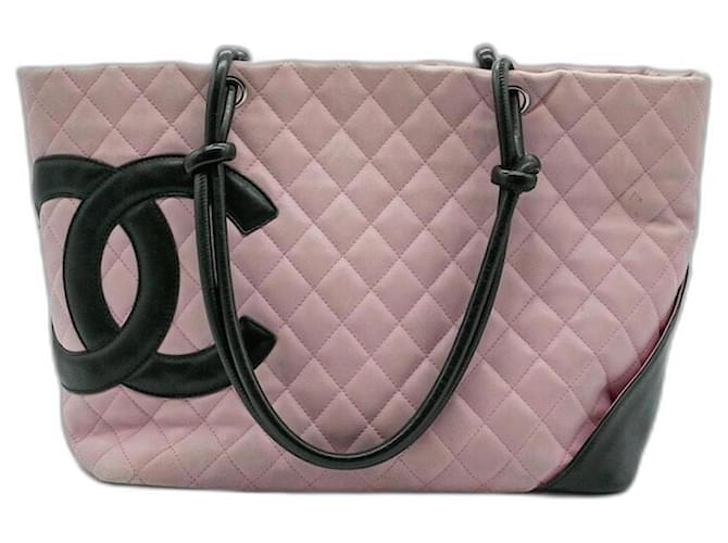 Cambon Bolsa tote de couro rosa bebê Chanel  ref.1463376