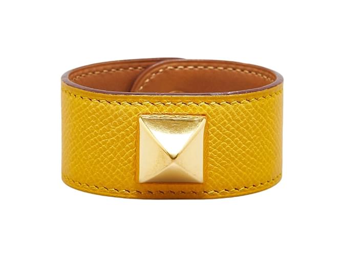 Hermès Hermes Medor Bracelet Bangle Black Golden Leather  ref.1463444