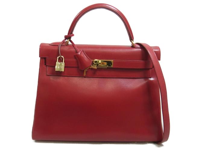 Hermès Bolsa Hermes Kelly 32 Vermelho Couro  ref.1463511