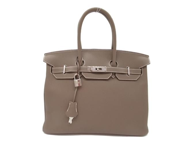 Hermès Sac à main Hermes Birkin 35 en cuir Togo gris étoupe beige  ref.1463573