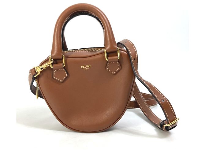 Céline Bolsa de ombro de couro marrom Celine