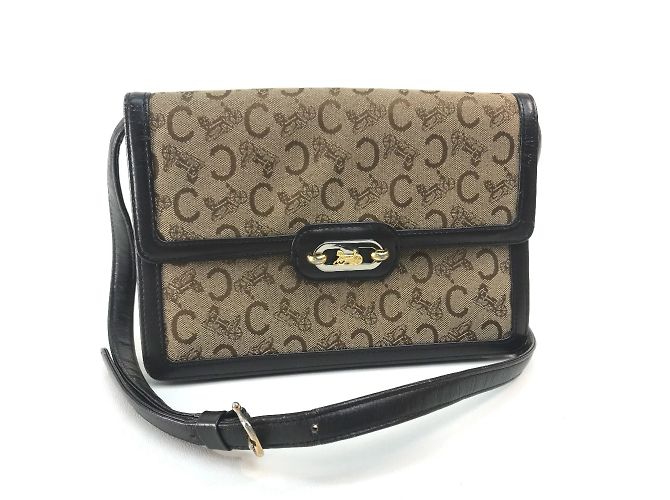 Céline Bolsa de ombro com logo Celine Carriage Hardware Marrom