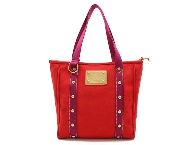 Bolso tote MM de la línea Antigua de Louis Vuitton Roja Púrpura Lienzo  ref.1463698