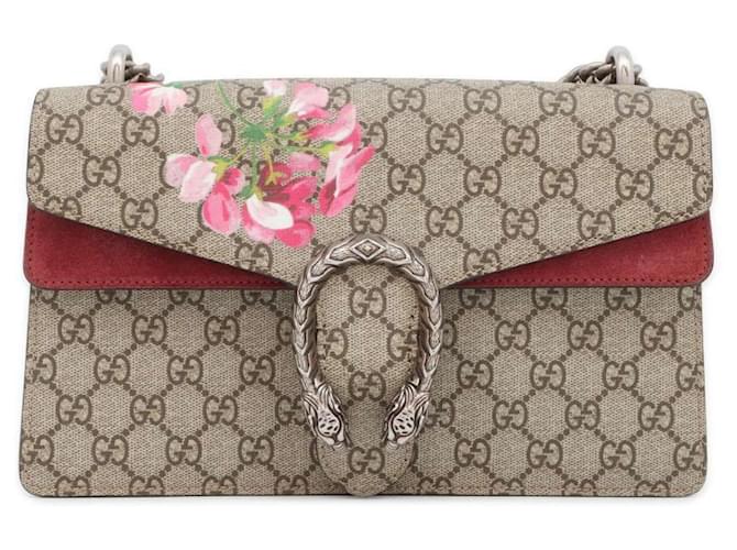 Gucci Ketten-Schultertasche Dionysus GG Small 400249 Rot Beige Schweden Kunststoff  ref.1463709