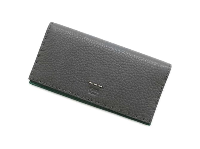 Fendi Long Wallet Selleria Continental Bicolor Brown Green Leather  ref.1463769