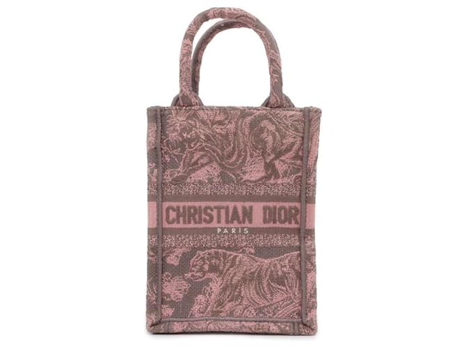 Sac à main Christian Dior Book Tote Toile Marron Rose  ref.1463771