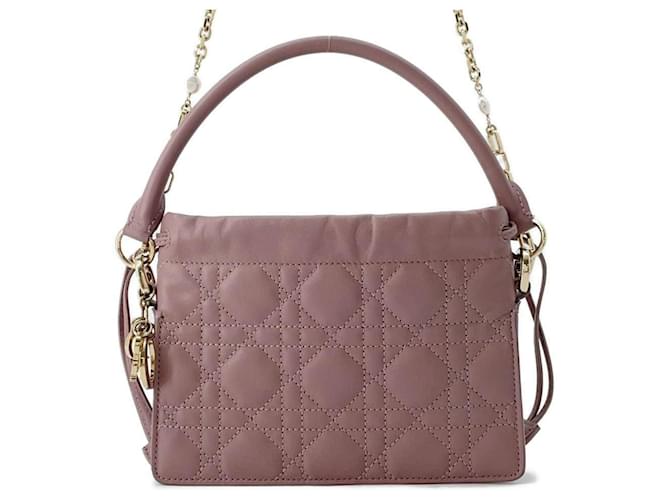 Christian Dior Lady Millie Cannage Handbag Pink Leather  ref.1463773