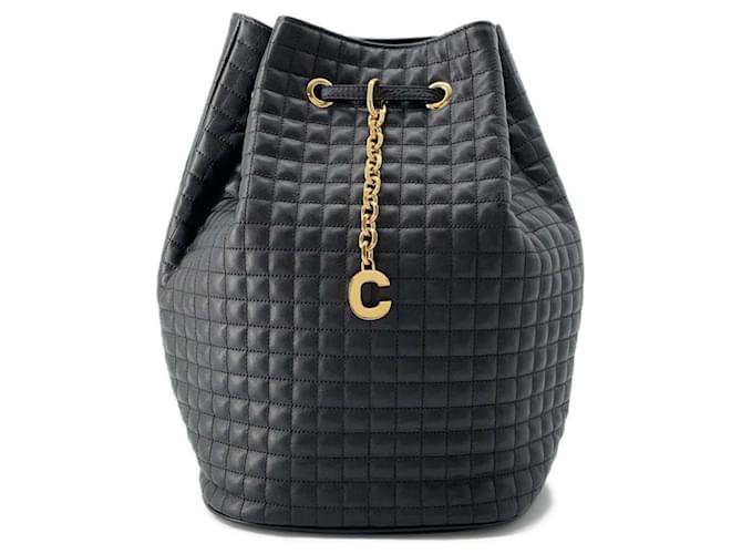 Céline Celine Backpack C Charm Leather Small Black