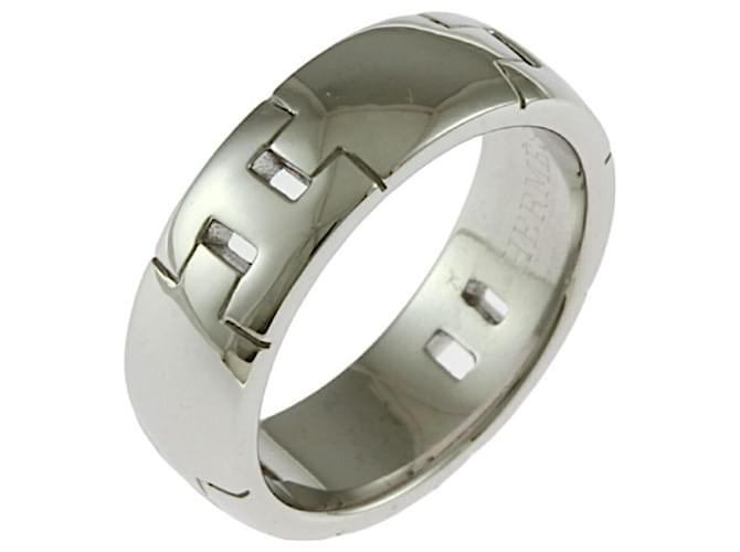 Ring Hermès Anel Hermes Hercules em Ouro Branco Dourado  ref.1463883