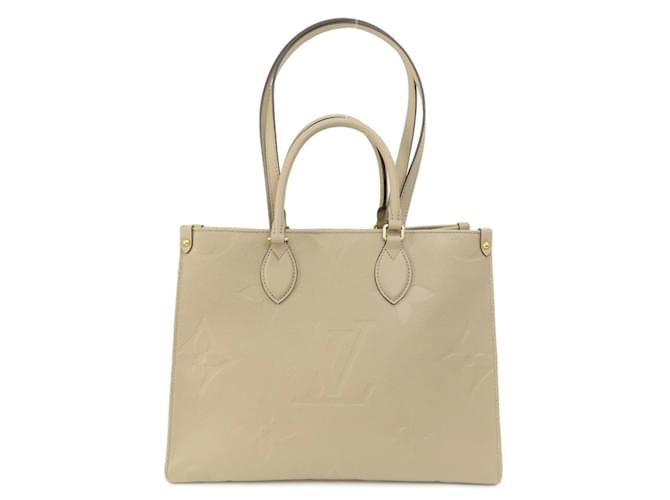 Louis Vuitton M45607 On the Go MM Monogram Empreinte Tote Bag Grau Leinwand  ref.1463930