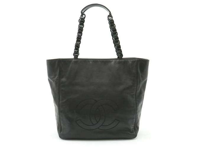 Chanel Coco Mark Plastic Chain Tote Bag Black Leather  ref.1463993