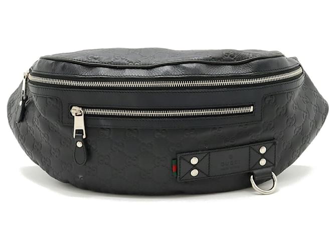 Borsa a vita Gucci Guccissima Nero Pelle  ref.1464011