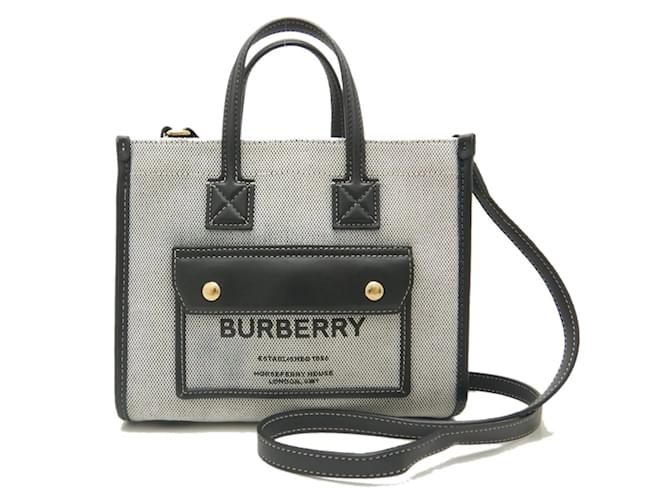 Bolso de mano Freya de Burberry Castaño Negro Cuero Lienzo  ref.1464086