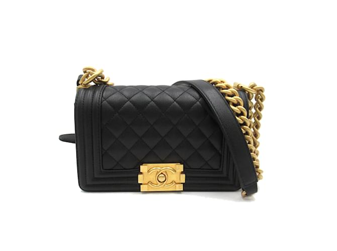 Chanel Boy Chanel Chain Shoulder Bag Black Leather  ref.1464124