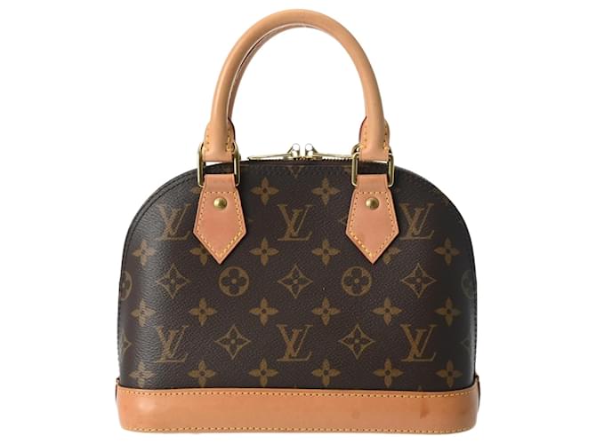 Sac à main Alma BB Monogram Louis Vuitton Cuir vernis Toile Marron  ref.1464248