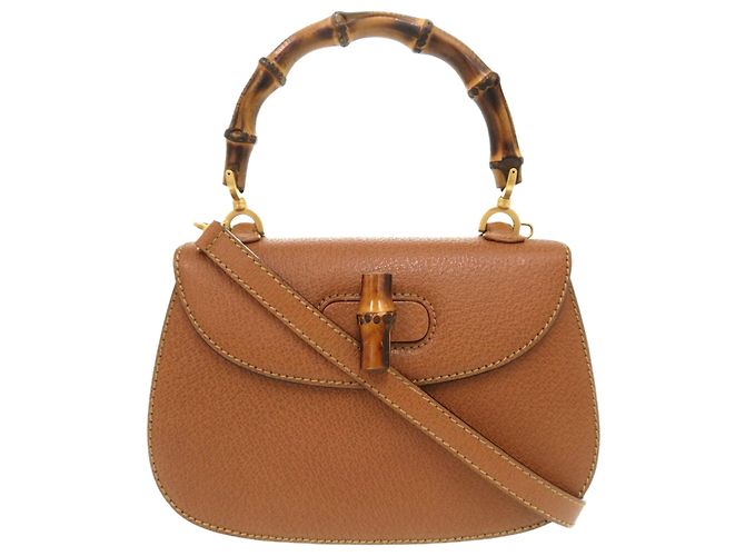 Bolsa de couro Gucci Bamboo Marrom