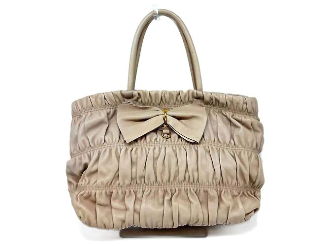 Ribbon Bolsa Prada em couro nappa bege