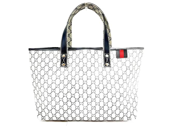 Sac fourre-tout Gucci Sherry Line Web GG Supreme Toile Gris Bleu Marine  ref.1464341