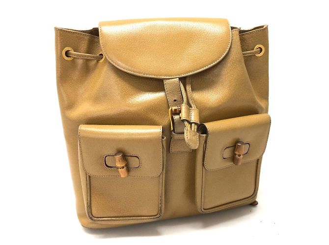 Beige Leder Rucksack von Gucci