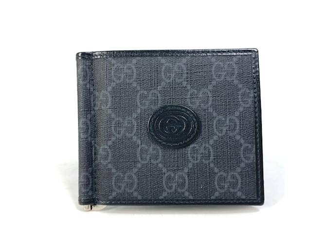 Gucci 700686 GG Money Clip Bi-Fold Wallet Black  ref.1464363