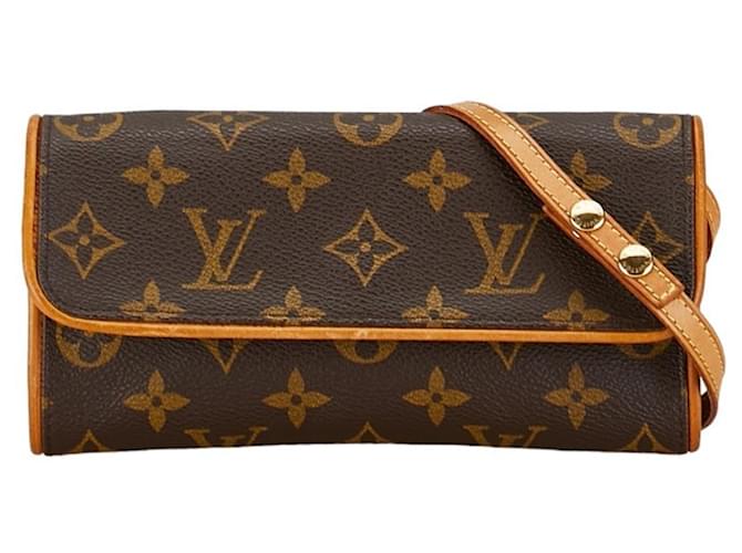 Louis Vuitton Monogram Pochette Twin PM Shoulder Bag Brown Leather Plastic  ref.1464382