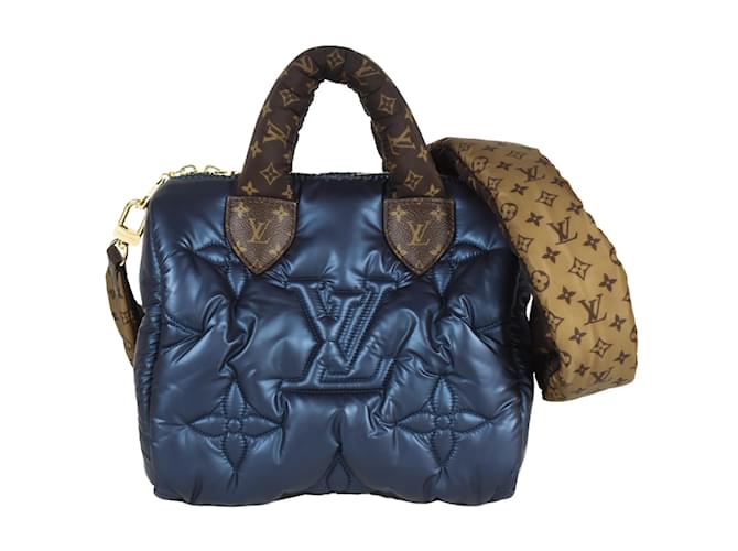 Borsa Louis Vuitton LV Pillow Speedy Bandoulière 25 Blu navy Nylon  ref.1464384