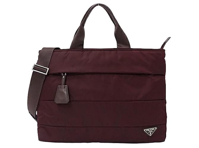 Sac à main en nylon bordeaux Prada Rouge  ref.1464391