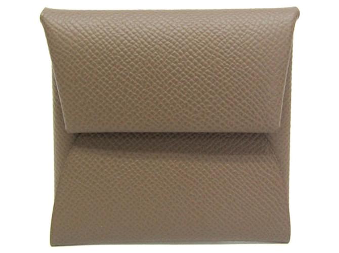 Hermès Porte-monnaie en cuir Epsom Hermes Bastia Taupe  ref.1464485