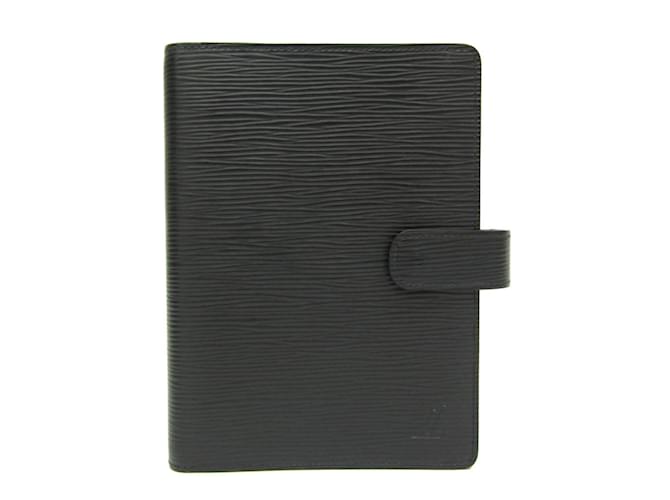 Capa de planejador pessoal Louis Vuitton Epi Tamanho Preto Agenda MM R20042 Couro  ref.1464486