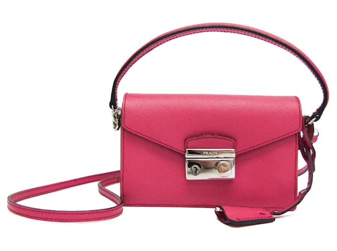 Bolsa de Ombro Mini de Couro Saffiano da Prada Rosa  ref.1464497