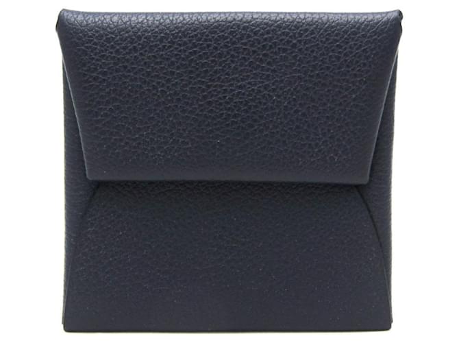 Hermès Monedero navy Hermes Bastia Azul marino Cuero  ref.1464504