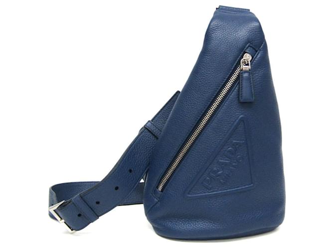 Prada VITELLO DAINO 2VZ098 Leather Sling Bag Navy blue  ref.1464574