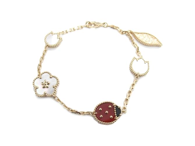 Van Cleef & Arpels Lucky Spring Charm-Armband Weiß Roségold  ref.1464886