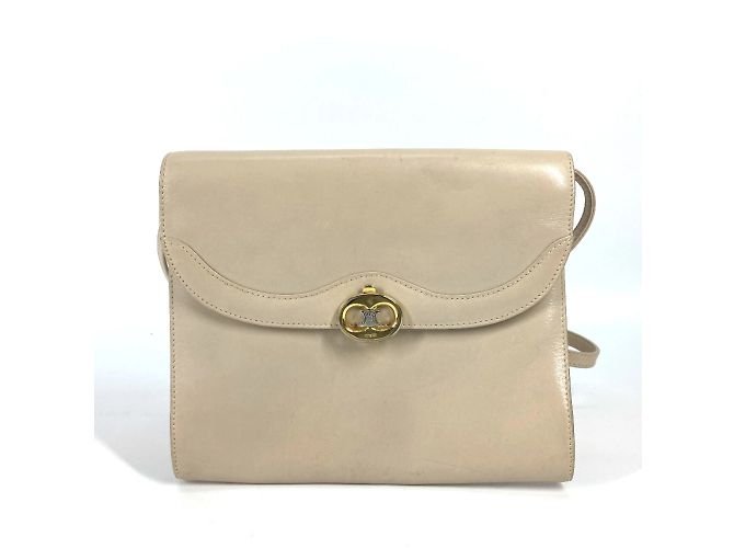 Céline Bolsa de ombro de couro bege Celine