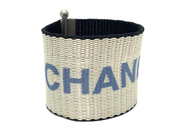 Timeless Pulseira de tecido azul vintage Chanel Lona  ref.1464925