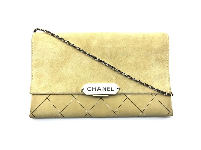 Borsa a spalla in pelle beige Chanel