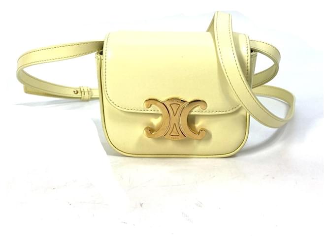 Céline Bolsa micro em couro de bezerro brilhante Celine Amarelo  ref.1464954