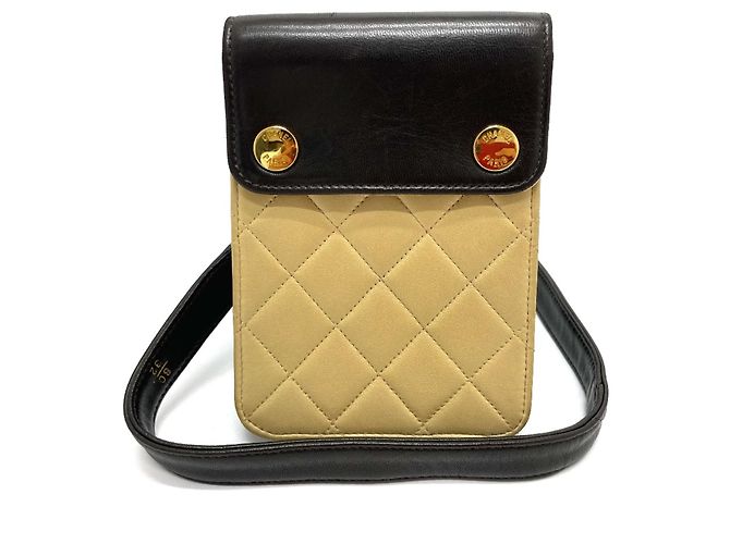 Marsupio in pelle nera e beige di Chanel Nero