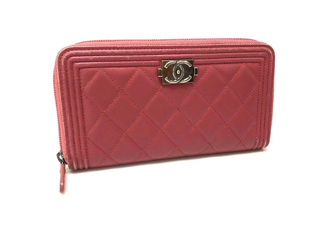Chanel A68733 Boy Zip Around Long Wallet Rosa