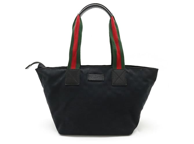 Sac tote Gucci GG Canvas Sherry Line Cuir Toile Noir Rouge Vert  ref.1465089