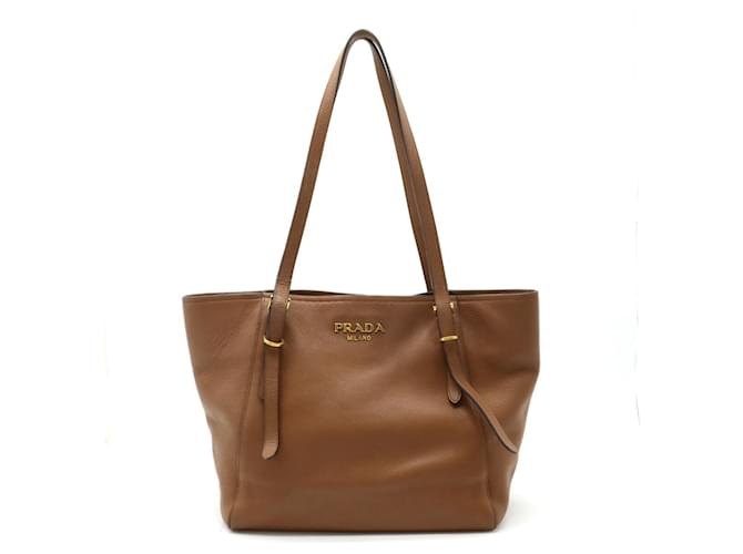 Prada braune Leder-Tote  ref.1465180