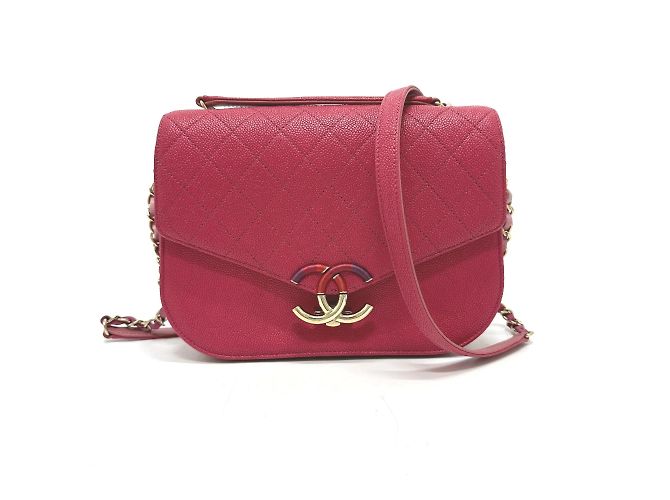 Borsa a spalla in pelle rosa Chanel