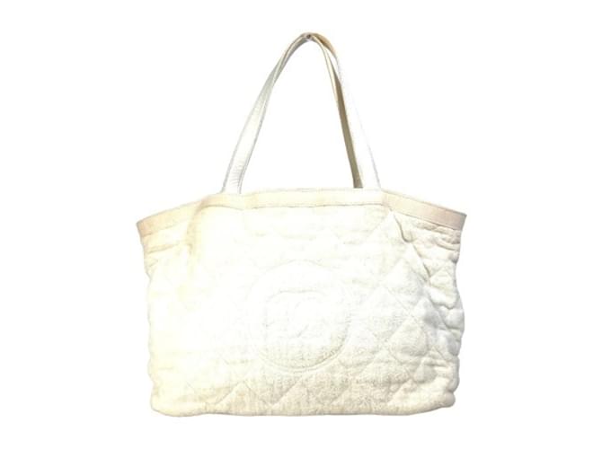 Bolso tote de algodón blanco Chanel  ref.1465217