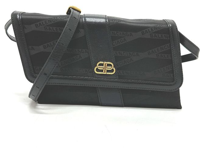 Borsa a spalla con logo Balenciaga 580161 Nero