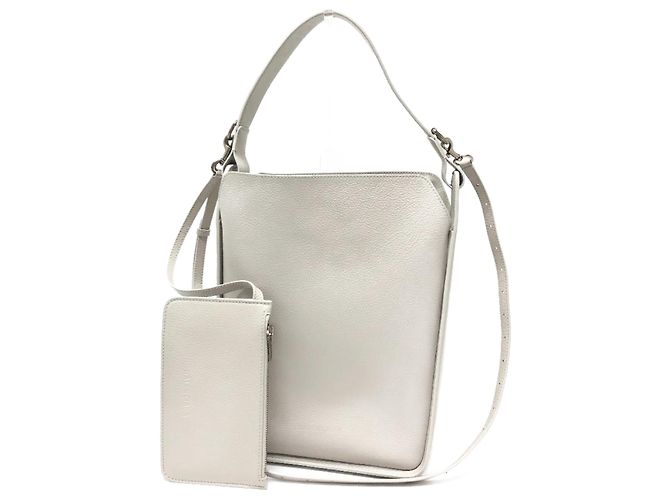 Bolsa de ombro de couro branco Balenciaga