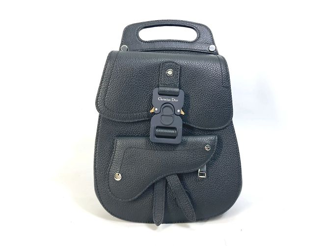 Sac à dos en cuir noir Christian Dior
